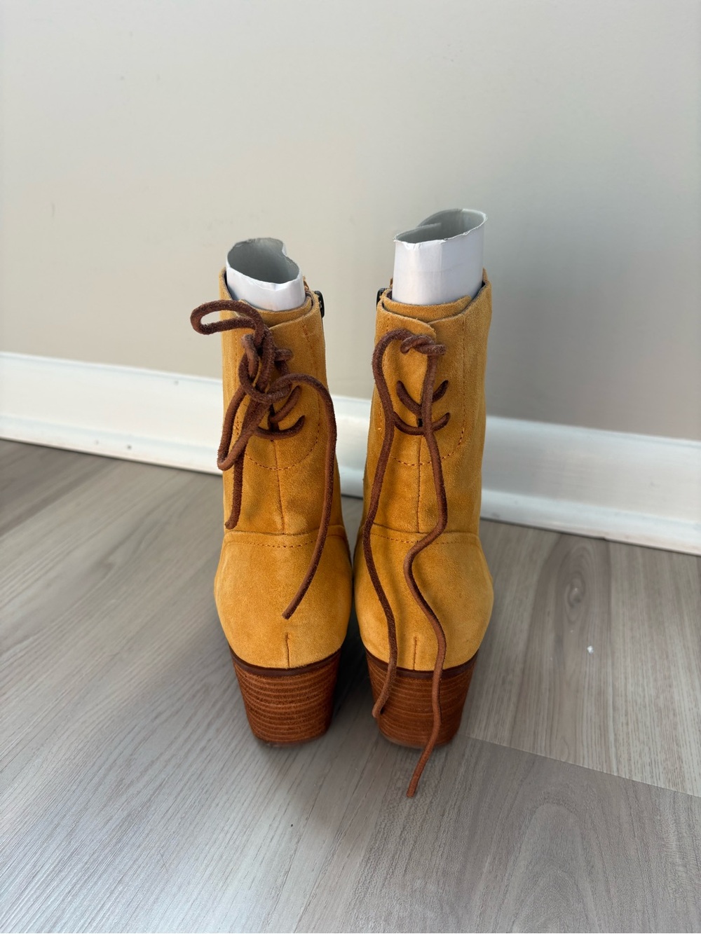 Kork-Ease Women's Suede Ankle Boots in Mustard Yellow - Picture 3 of 4